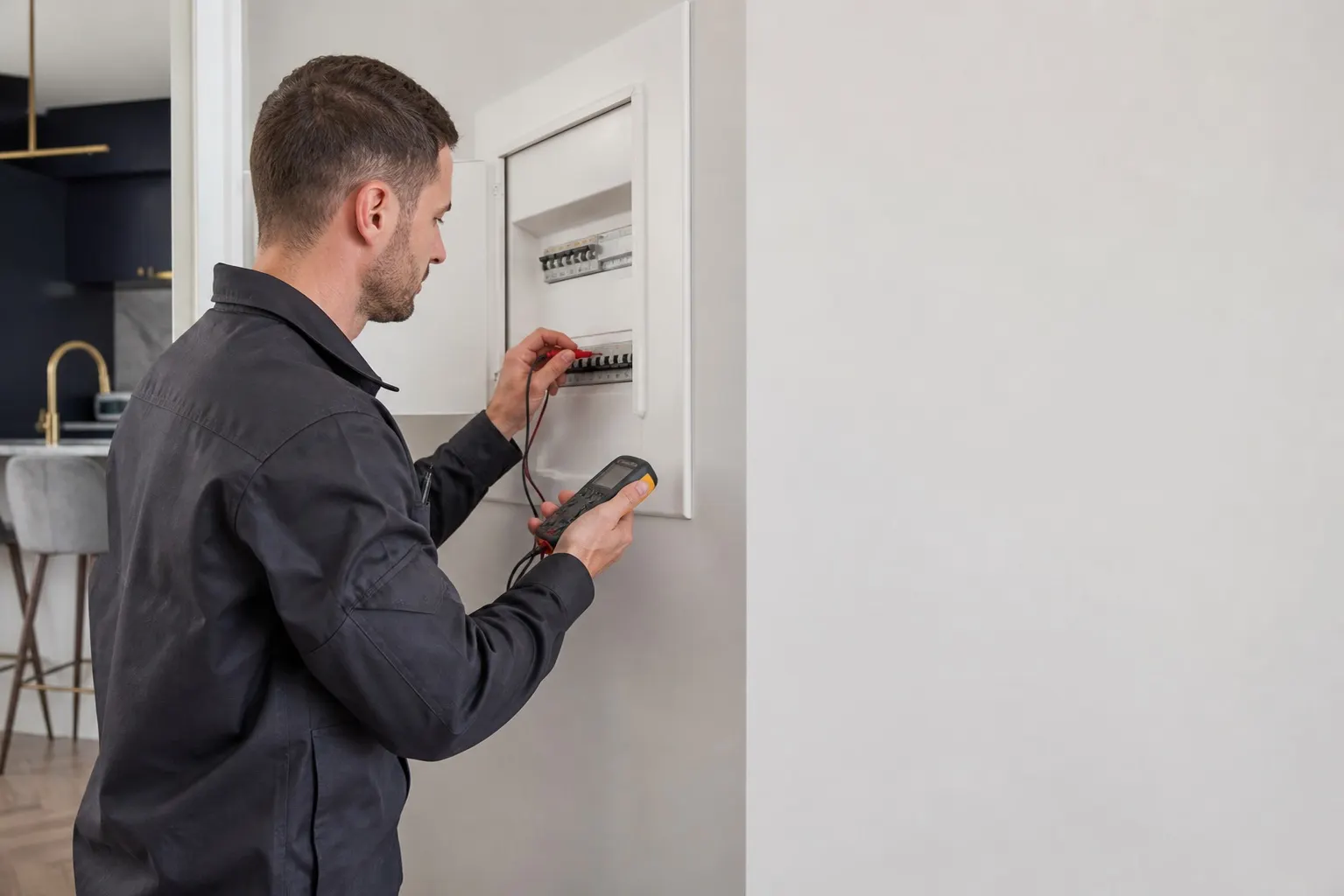 Licensed professional carrying out an electrical safety check