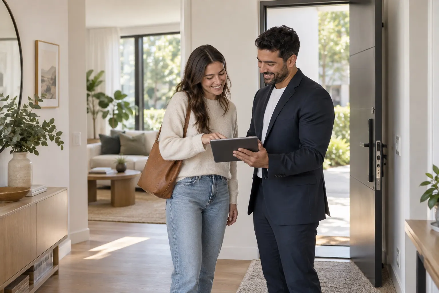 A renter reviewing a property handover with an adviser