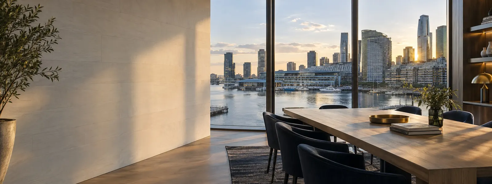 Moment Group property advisory setting overlooking Melbourne Docklands